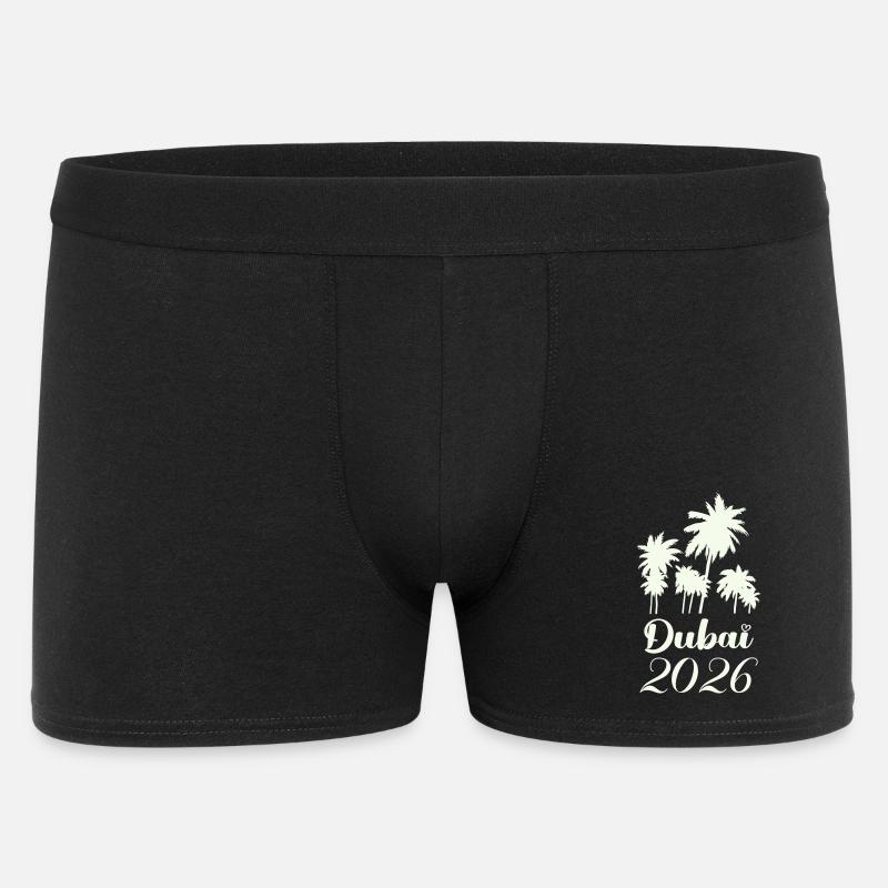 Dubai Palmen 2026 Script - Männer Boxer Shorts - Schwarz