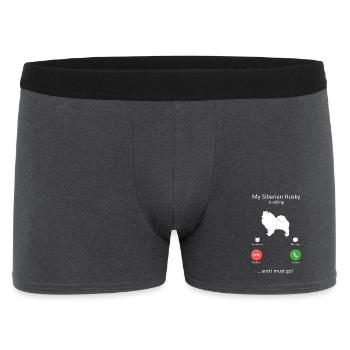 Sibérien Husky appelle la maman du chien drôle de papa du chien - Boxer Homme - charbon - Devant