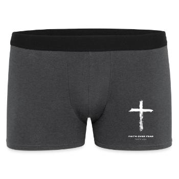 Faith over fear - Psalm 118:6 - Cross - Christian - Men's Boxer Shorts - charcoal grey - Front