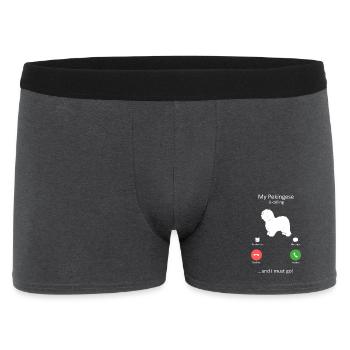 Pekingese Is Calling Funny Dog Owner - Men's Boxer Shorts - charcoal grey - Front