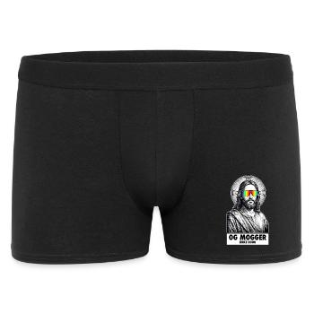 Der OG Mogger Jesus – Lustiges Flex-Meme - Männer Boxer Shorts - Schwarz - Vorne