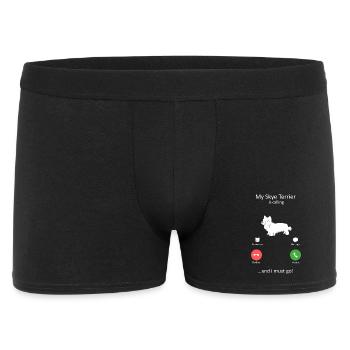 Mein Skye Terrier ruft und ich muss zur Kunst - Männer Boxer Shorts - Schwarz - Vorne