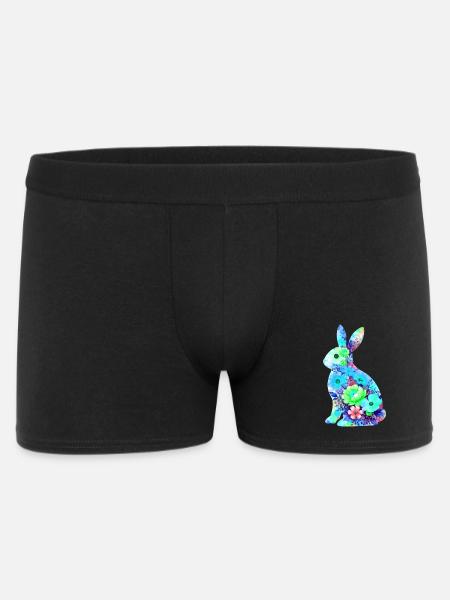Hase Aquarell Ostern Silhouette - Männer Boxer Shorts - Schwarz