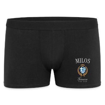 Milos Greece Coat of Arms Crown – Travel Souvenir - Men's Boxer Shorts - black - Front