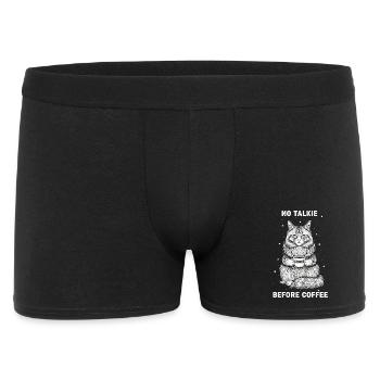 Kein Gespräch Vor Kaffee Liebhaber Katze - Männer Boxer Shorts - Schwarz - Vorne