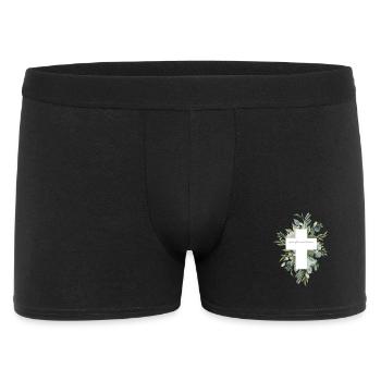Cadeau de confirmation – Motif de croix florale - Boxer Homme - noir - Devant