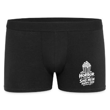 Totenkopf Popcorn Horrorfilme Happy End - Männer Boxer Shorts - Schwarz - Vorne