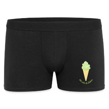 Eis grün Pistazie Pause Sommer coole Quotes Waffel - Männer Boxer Shorts - Schwarz - Vorne