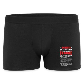 Mari Couple Cadeau Humour Personnalisé - Boxer Homme - noir - Devant