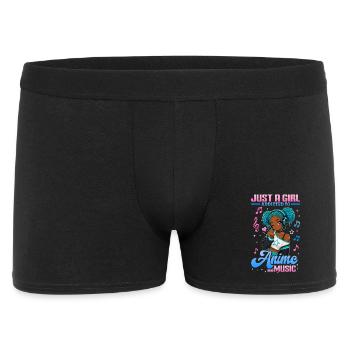Anime and Music Chibi Black Girl - Men's Boxer Shorts - black - Front