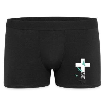 CHOSEN Kreuz Tauben Weiß Peace Chaos - Männer Boxer Shorts - Schwarz - Vorne