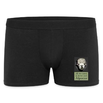 lustig Alpaka Lama Sprüche Comic Cartoon Symbol - Männer Boxer Shorts - Schwarz - Vorne