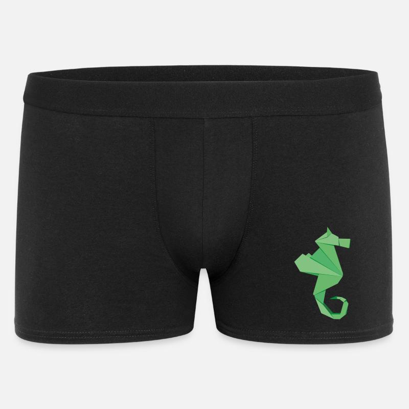 abstrakte Seepferdchen Abzeichen im Origami-Style - Männer Boxer Shorts - Schwarz
