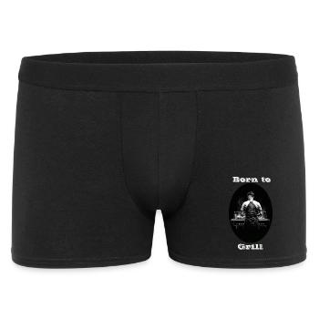 Born to Grill weiß - Männer Boxer Shorts - Schwarz - Vorne