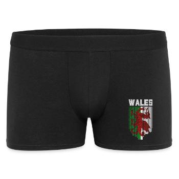 Flagge von Wales, walisischer Stolz - Männer Boxer Shorts - Schwarz - Vorne