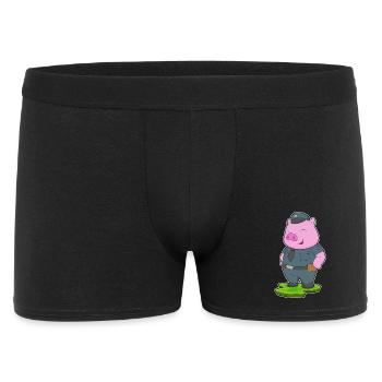 Schwein Polizist Polizei - Männer Boxer Shorts - Schwarz - Vorne