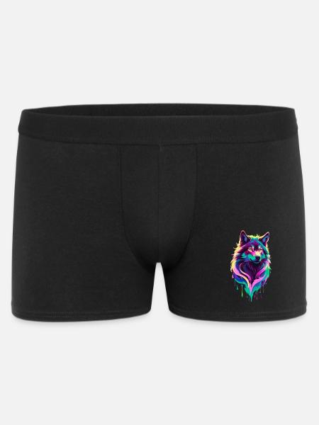 Farbenfroher Wolf Graffiti Wolfskopf - Männer Boxer Shorts - Schwarz