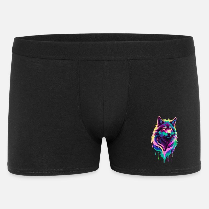 Farbenfroher Wolf Graffiti Wolfskopf - Männer Boxer Shorts - Schwarz