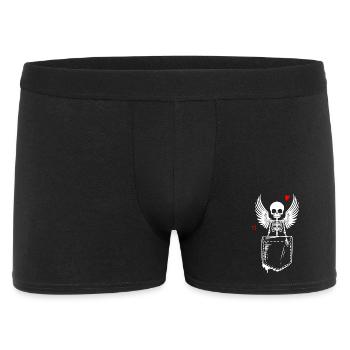 Squelette amoureux avec des ailes et des cœurs dans la poche - Boxer Homme - noir - Devant