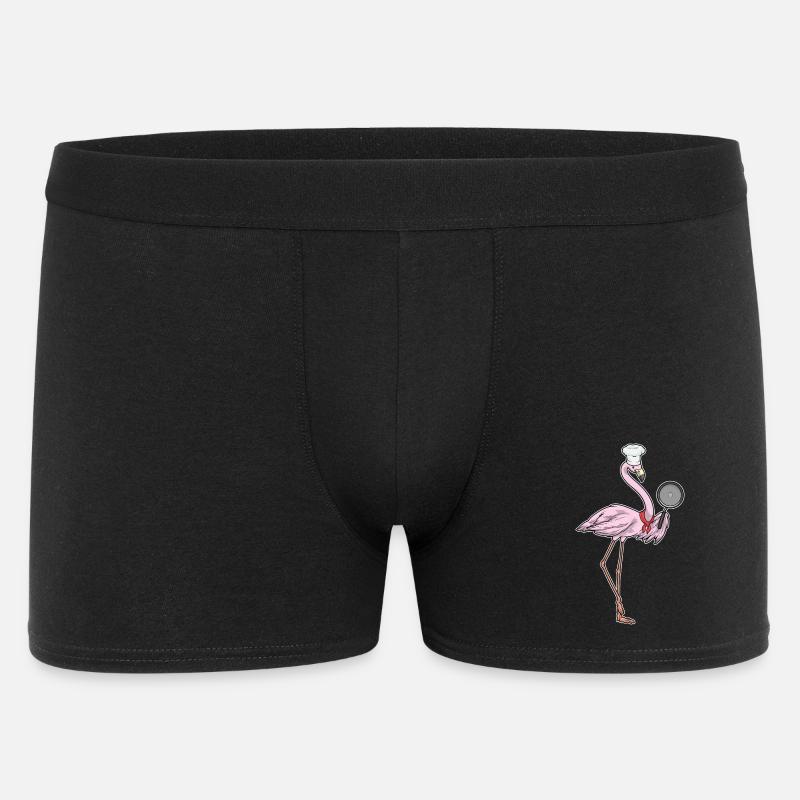 Flamingo Koch Pfanne Kochen - Männer Boxer Shorts - Schwarz