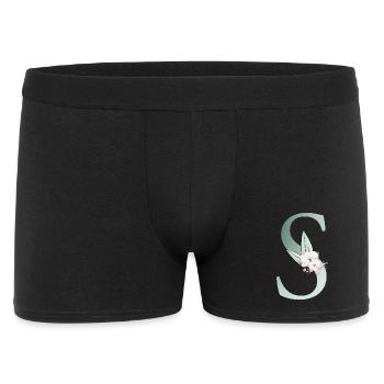 S Monogram, Floral, Personalizable - Men's Boxer Shorts - black - Front