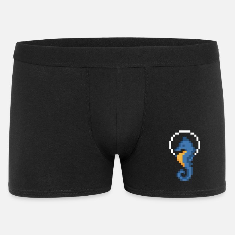 Seepferdchen Pixel Blau - Männer Boxer Shorts - Schwarz