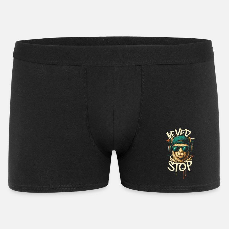 Llama DJ Never Stop - Boxer Homme - noir