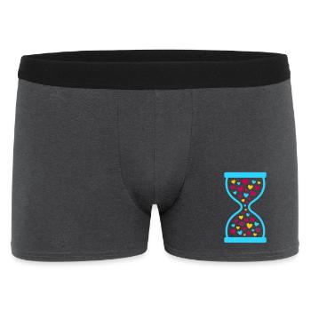 Colorful Hearts Hourglass - Love and Time Flow - Men's Boxer Shorts - charcoal grey - Front