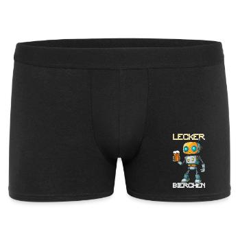 Lecker Bierchen X Roboter mit Bier lustiges - Männer Boxer Shorts - Schwarz - Vorne