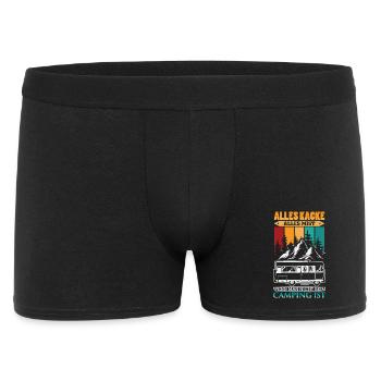 Camper Camping Wohnwagen Spruch - Männer Boxer Shorts - Schwarz - Vorne