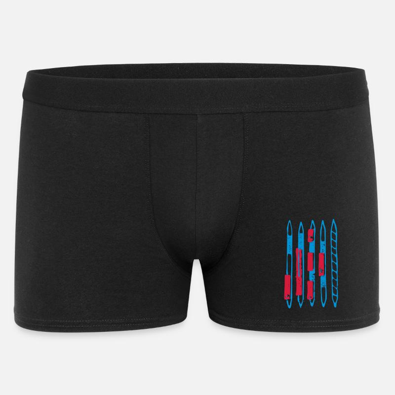 Blaurote Stäbe, Mikado - Männer Boxer Shorts - Schwarz