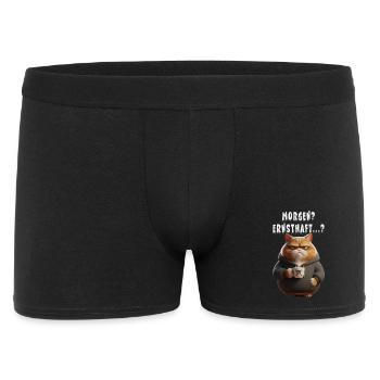 Annoyed Morning Cat with Coffee Motif - Men's Boxer Shorts - black - Front