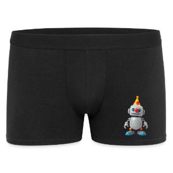 Petit robot avec un chapeau de fête - Boxer Homme - noir - Devant