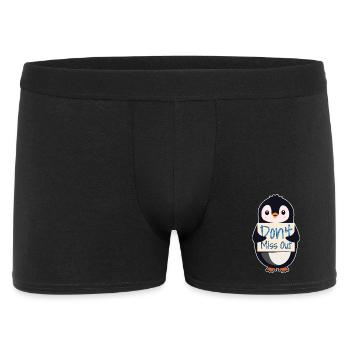 Penguin with Motivational Sign - Don't Miss Out - Men's Boxer Shorts - black - Front