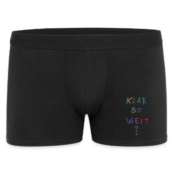Klar So Weit? Bunter Schriftzug - Männer Boxer Shorts - Schwarz - Vorne