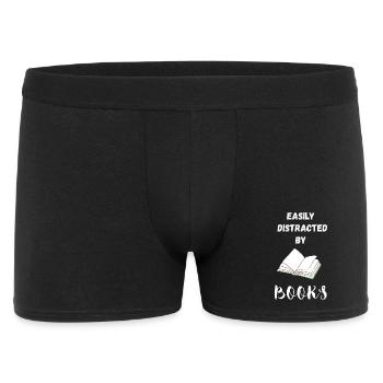 Leicht von Büchern abgelenkt - Männer Boxer Shorts - Schwarz - Vorne