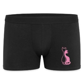 Elegant Cat Couple – Pink - Männer Boxer Shorts - Schwarz - Vorne
