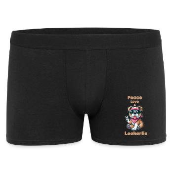 Niedlicher Hund mit Bandana und Sonnenbrille - Männer Boxer Shorts - Schwarz - Vorne