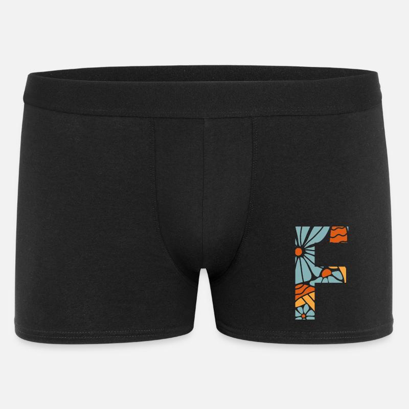 Buchstabe f groovige Blumen Geschenkidee - Männer Boxer Shorts - Schwarz