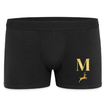 Buchstabe m goldener Hirsch - Geschenkidee - Männer Boxer Shorts - Schwarz - Vorne