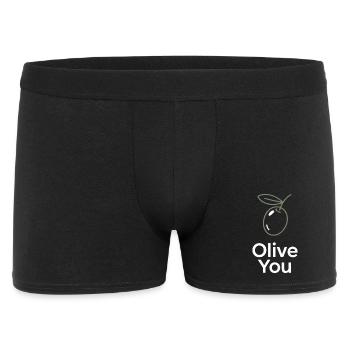 Olive You – Clean Minimal - Männer Boxer Shorts - Schwarz - Vorne