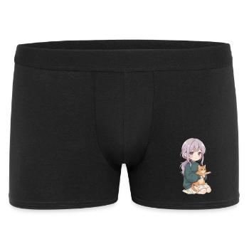 Anime Girl Cat Japan Kawaii Cat Lover - Boxer Homme - noir - Devant