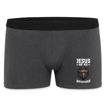 Jesus Never Gave Up Bible Readers Church - Men's Boxer Shorts - charcoal grey - Front