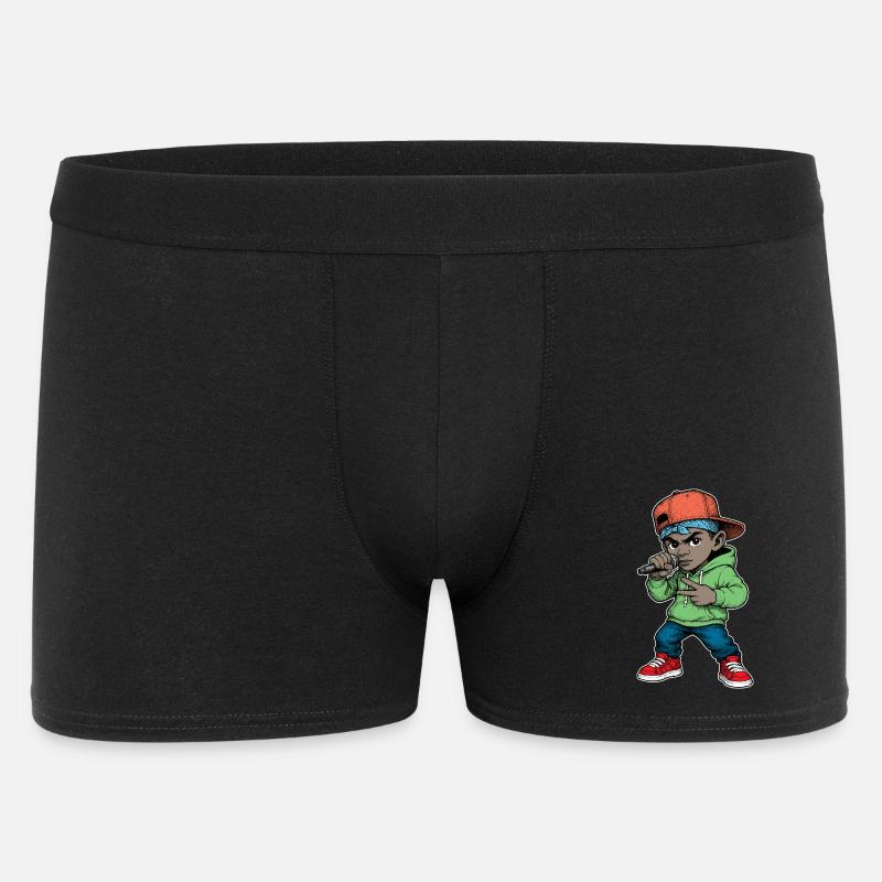 Young Rapper Boy With Microphone - Men's Boxer Shorts - black