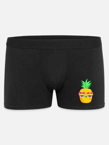 LGBTQ Ananas Herzbrille Regenbogenfahne - Männer Boxer Shorts - Schwarz