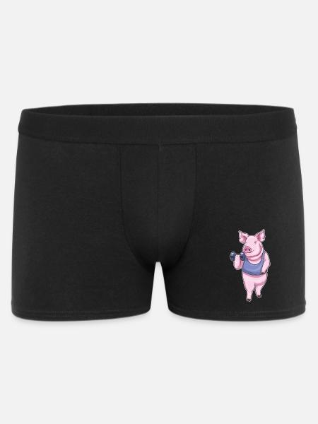 Bodybuilder cochon avec haltères - Boxer Homme - noir