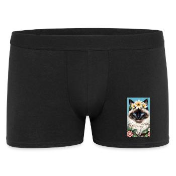 Natural beauty Burma Seal Point with floral wreath - Men's Boxer Shorts - black - Front