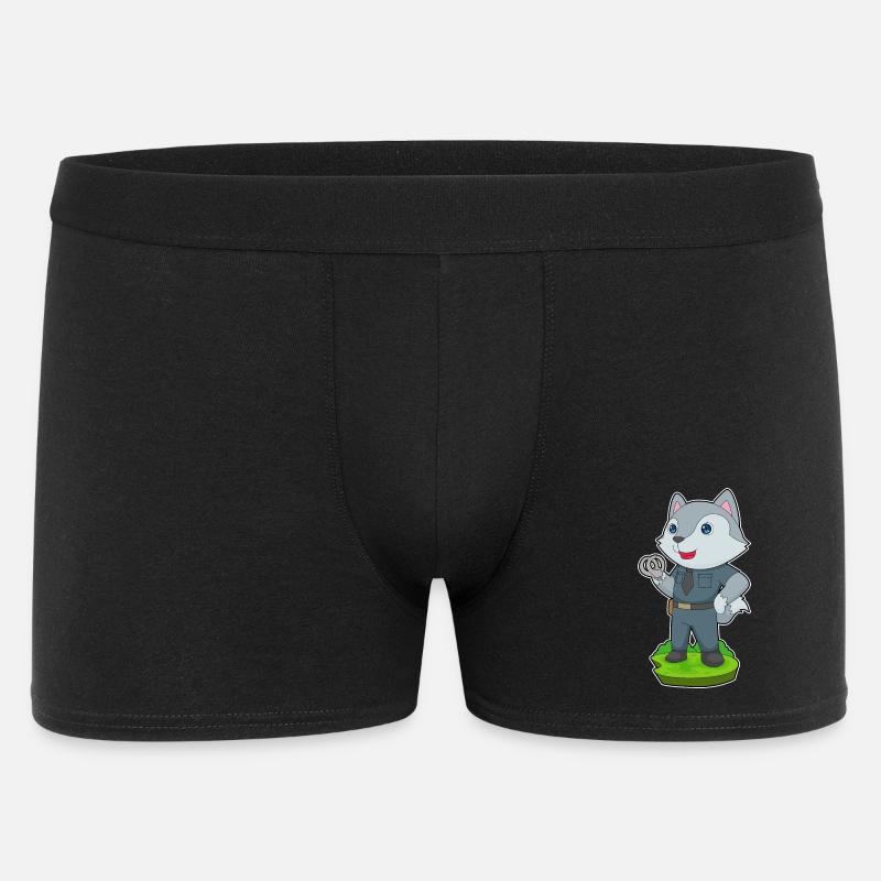 Wolf Polizist Handschellen Polizei - Männer Boxer Shorts - Schwarz