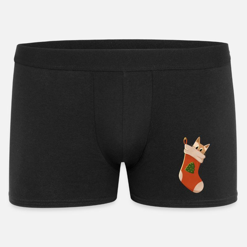 Katze in Weihnachtsstrumpf - Männer Boxer Shorts - Schwarz