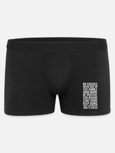 pas d’excuses ne jamais abandonner rester humble travailler dur être - Boxer Homme - noir